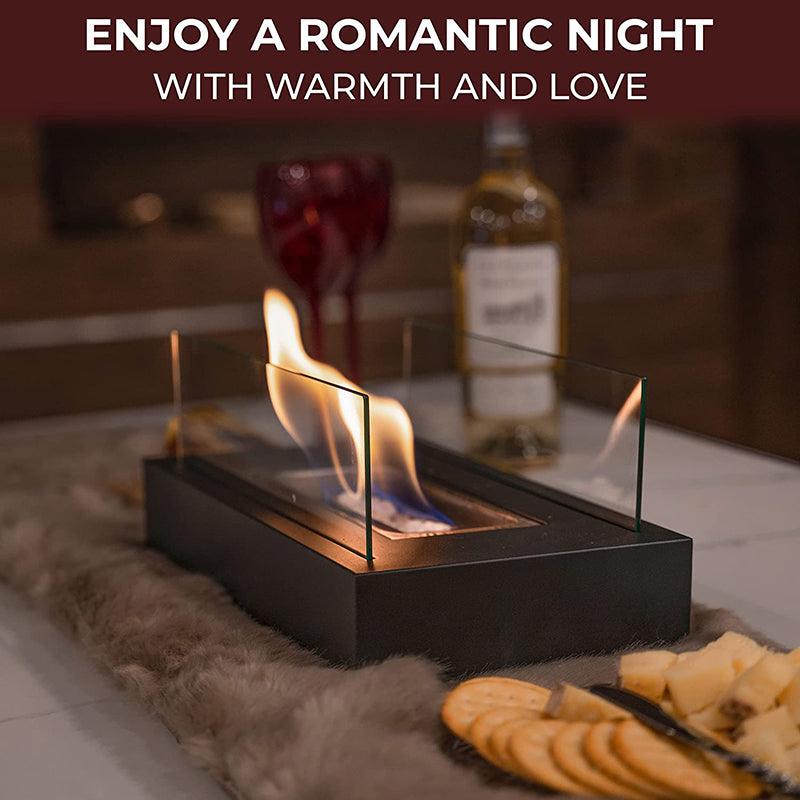 Indoor & Outdoor Personal Fire Pit with Glass Table Accessories for Camping