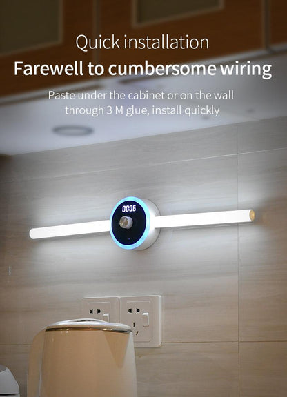 Removable LED Wardrobe Light with Smart Cabinet Clock Timing Sensor and Manual Sweep Switch - Home Living Mall