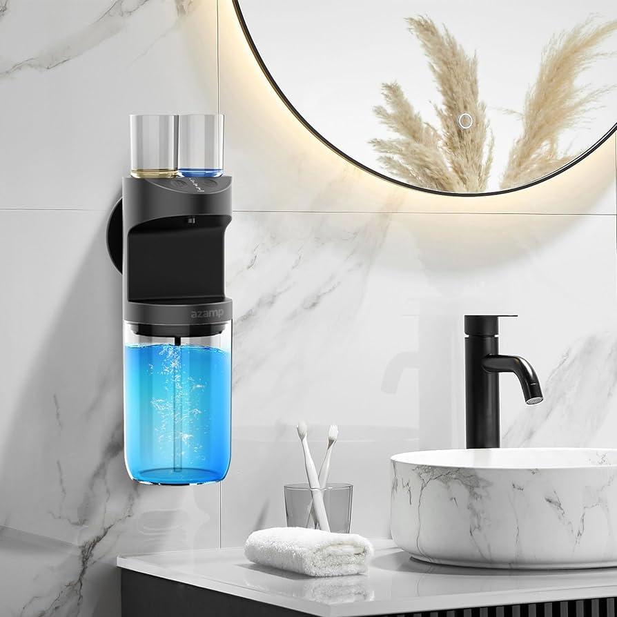 Rechargeable Automatic Mouthwash Dispenser with Magnetic Cup Mount