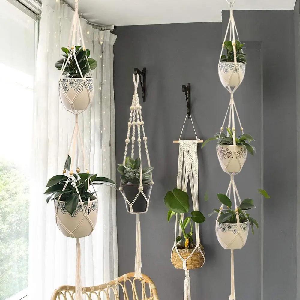 Handmade Macrame Plant Hanger - Hanging Plant Flower Pot Planter Basket Hanger