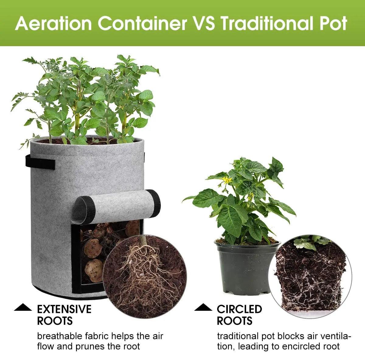 Nonwoven Fabric Garden Potato Pot - Felt Plant Grow Bags for Vegetable Growing in Greenhouse