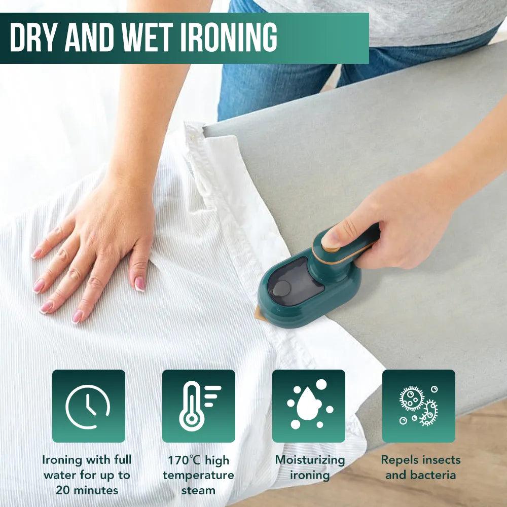 Portable Handheld Mini Foldable Garment Steamer &amp; Steam Iron for Home and Traveling - Wet/Dry Ironing Machine for Clothes