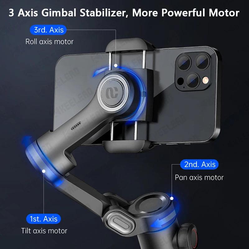 AOCHUAN Smart XE Foldable Selfie Stick: 3-Axis Gimbal Stabilizer Handheld Stabilizer with APP Control for Cell Phone, Smartphone, Mobile