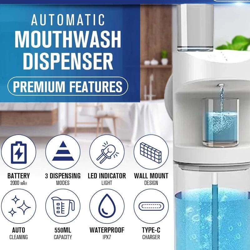 Rechargeable Automatic Mouthwash Dispenser with Magnetic Cup Mount - Home Living Mall