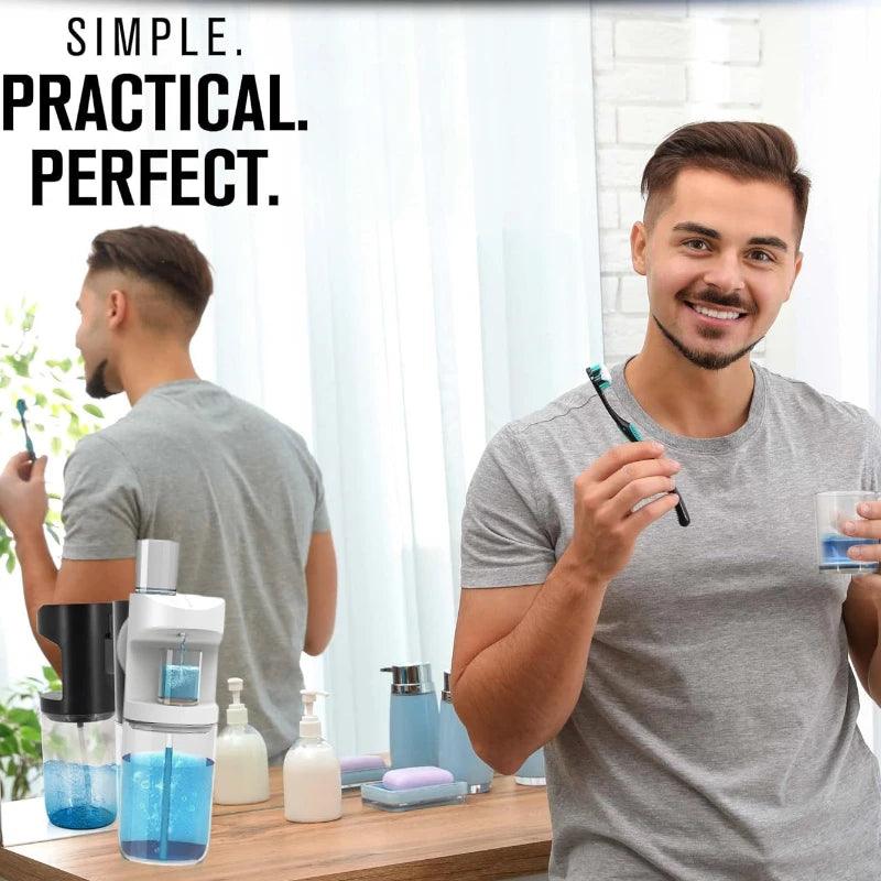 Rechargeable Automatic Mouthwash Dispenser with Magnetic Cup Mount - Home Living Mall