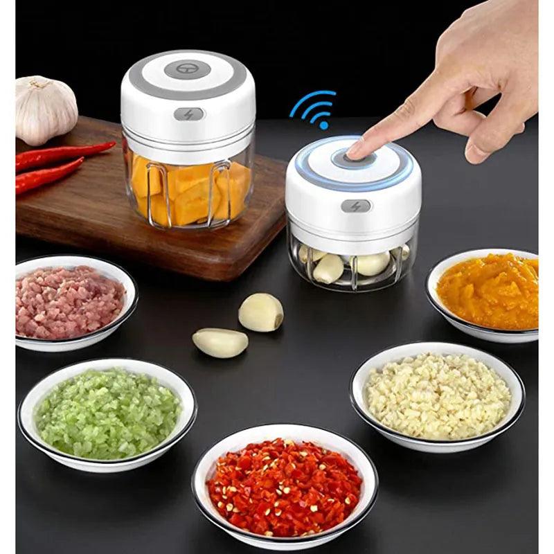Mini Electric Garlic Masher &amp; Vegetable Chopper - USB Charging Blender for Meat, Chili, Ginger