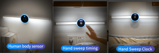 Removable LED Wardrobe Light with Smart Cabinet Clock Timing Sensor and Manual Sweep Switch - Home Living Mall