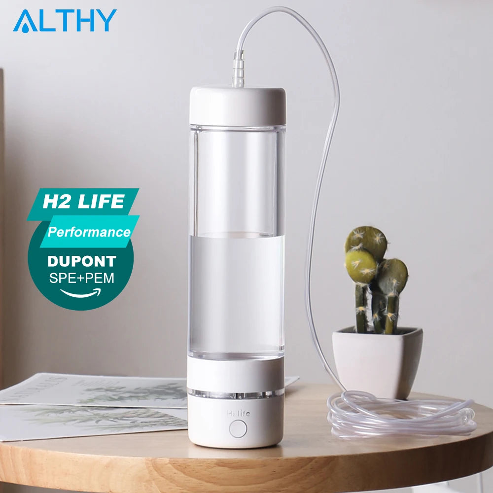 New H2Life Performance Molecular Hydrogen Water Generator Bottle DuPont SPE+PEM Dual Chamber lonizer + H2 Inhalation Device